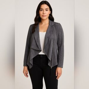 Blank NYC Charcoal Draped Blazer